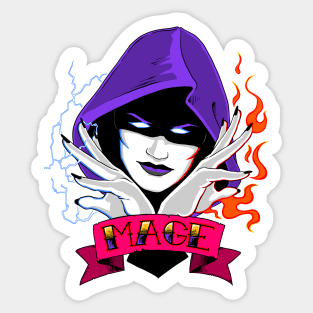 Fire and Lightning Mage - Retro Colorful Fantasy Magic Sticker